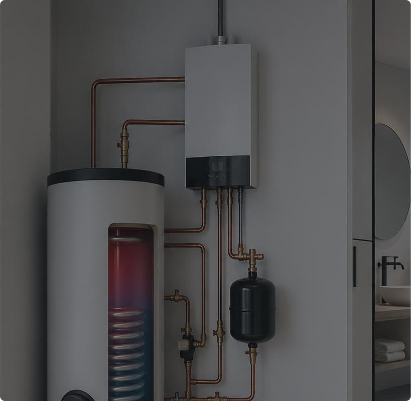 Domestic hot water production illustration